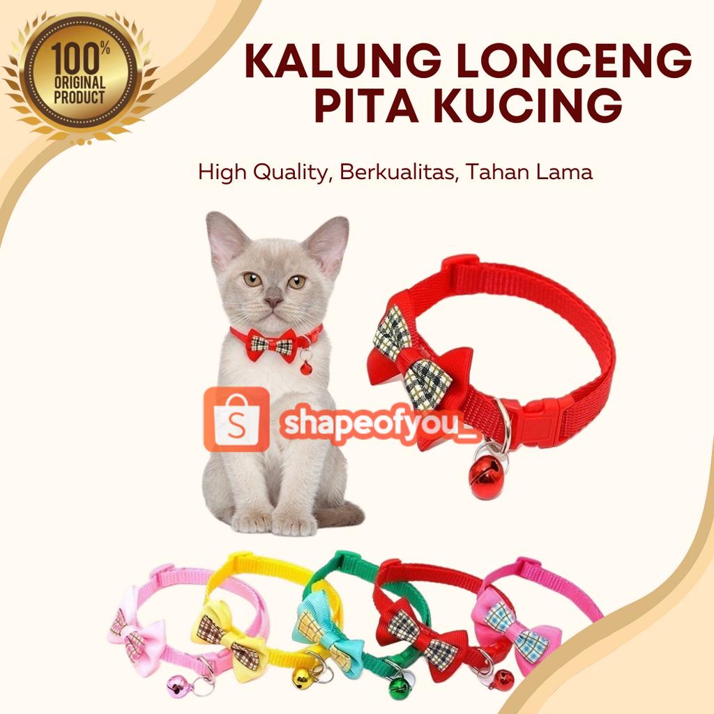 Kalung Kucing Pita Motif Love Lonceng Murah Lucu Aksesoris Untuk Kitten Anjing Cat Kelinci Colar Collar