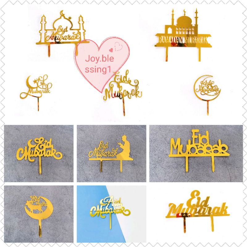 TOPPER KUE AKRILIK IDUL FITRI LEBARAN/CAKE TOPPER/TUSUKAN KUE PUDDING TART ECER PER PCS MURAH/topper