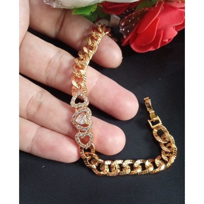 Gelang tangan rantai Love xuping wanita berlapis emas dengan mata zircon