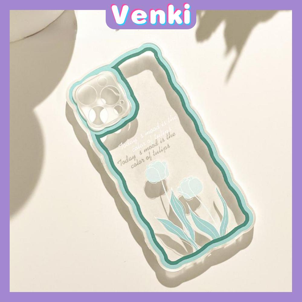 iPhone Case Silicone Soft Case Clear Case Wave Airbag Shockproof Camera Cover Protection Green Flower Compatible For iPhone 11 iPhone 13 Pro Max iPhone 12 Pro Max iPhone 7 Plus xr