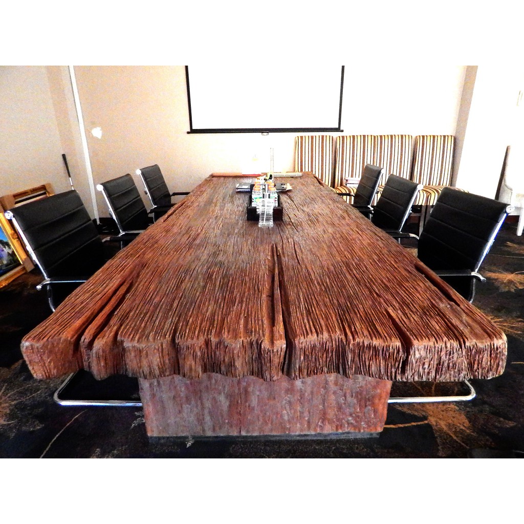 jual meja kayu solid utuh lebar 100cm panjang 309cm hand crafted