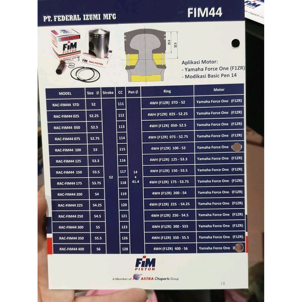 BARU Piston Kit F1ZR Fim