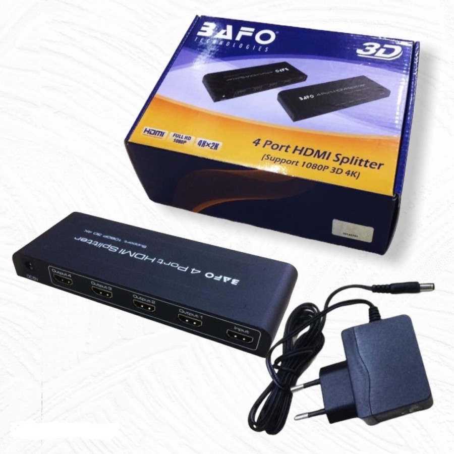 Hdtv 2.0 splitter bafo 4 port 4k 60hz 3d uhd hdr edid ir adapter box a5-0004b1 - Hdtv 1 input to 4 output