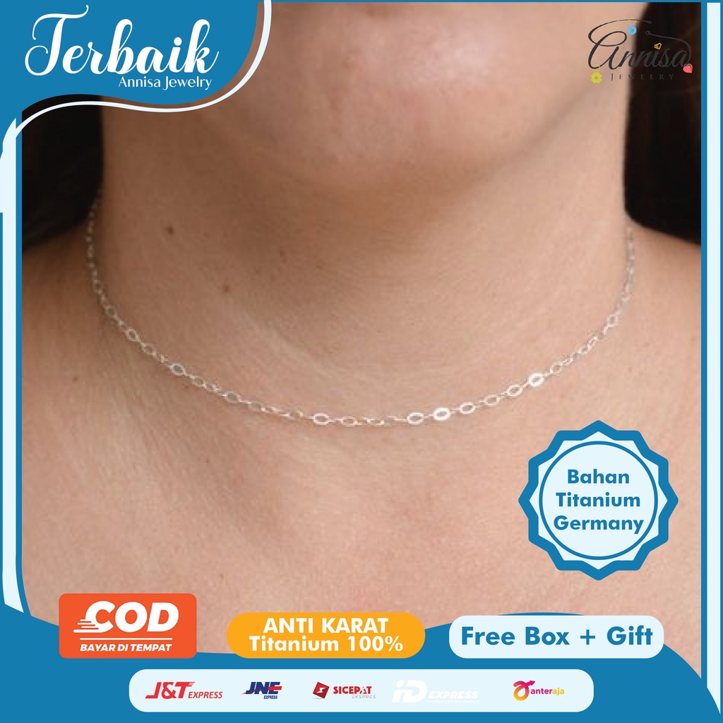 kalung nori titanium silver gold pendek