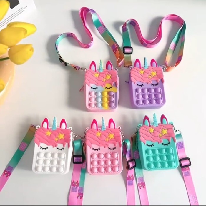 GROSIR TAS ANAK POPIT JELLY / TAS POP IT ANAK SELEMPANG UNICORN / TAS POP IT ANAK TERMURAH - TERMURA