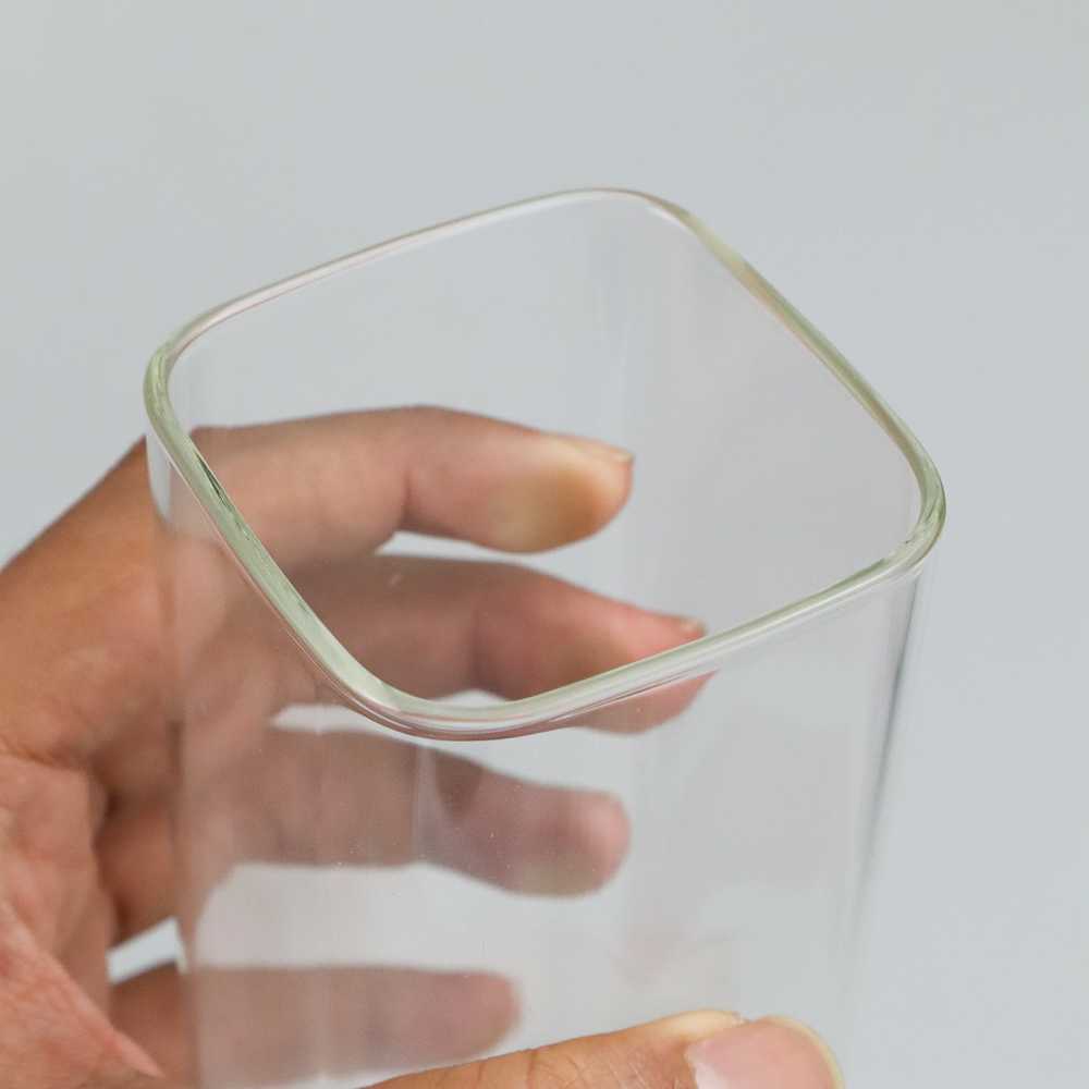 Gelas Mug Unik Kaca Bening Kotak Gelas Es Teh Jus Anti Panas Dingin 250ml dan 400ml