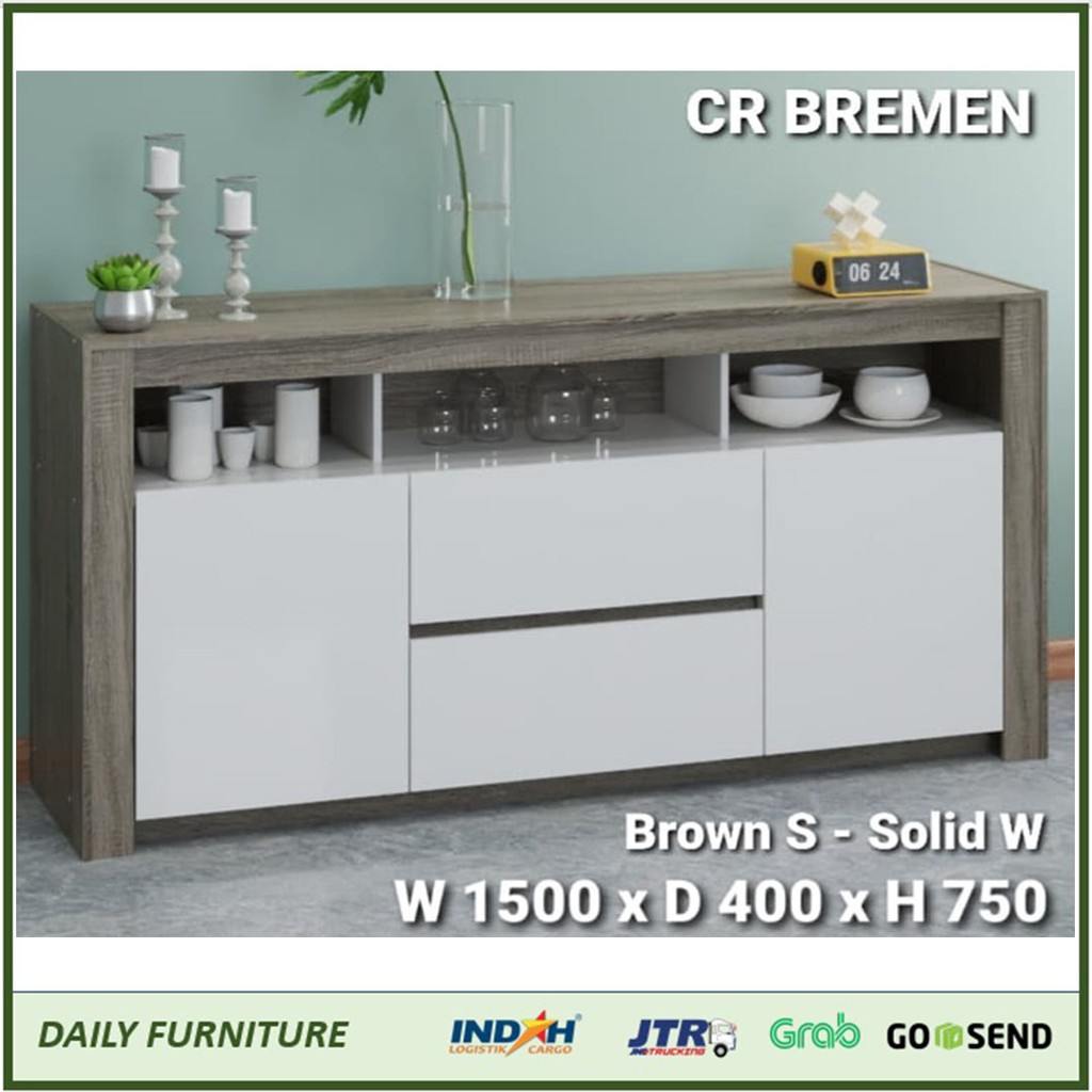 jual buffet meja tv credenza kabinet minimalis panjang 150cm