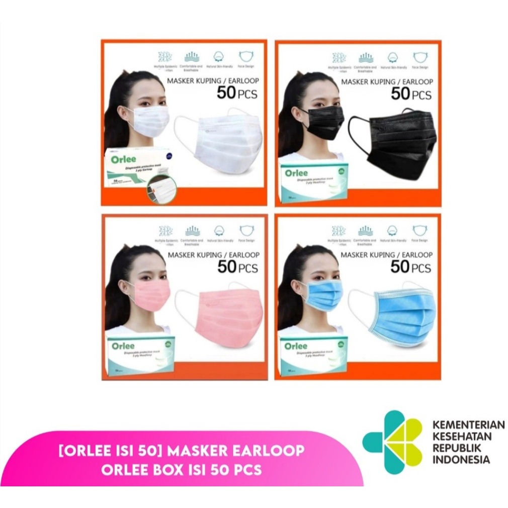 Orlee Masker 3 Ply isi 50 Pcs