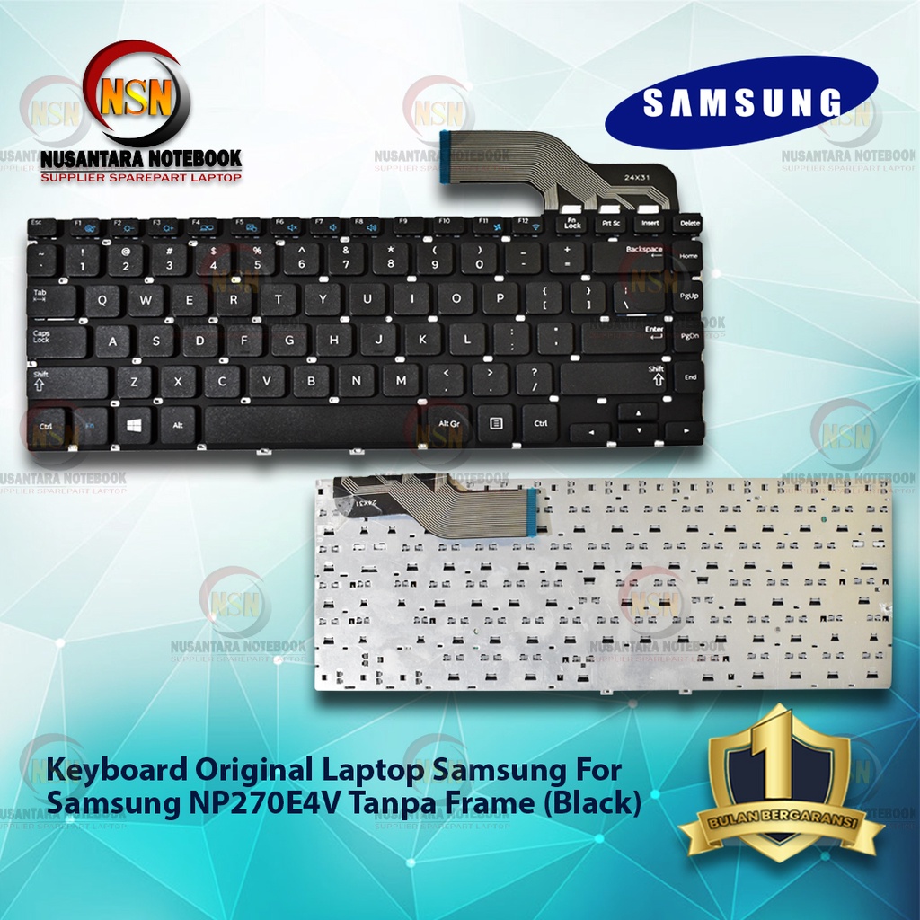 Keyboard Laptop Samsung NP270E4V Tanpa Frame Black