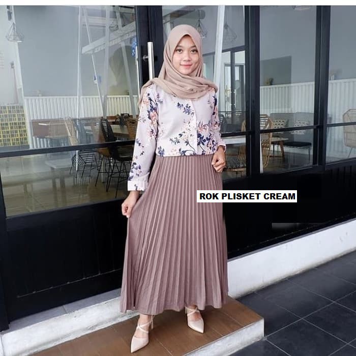 Atasan Utk Rok Prisket Warna Dusty Pink / Ootd Rok Plisket Yang Modis