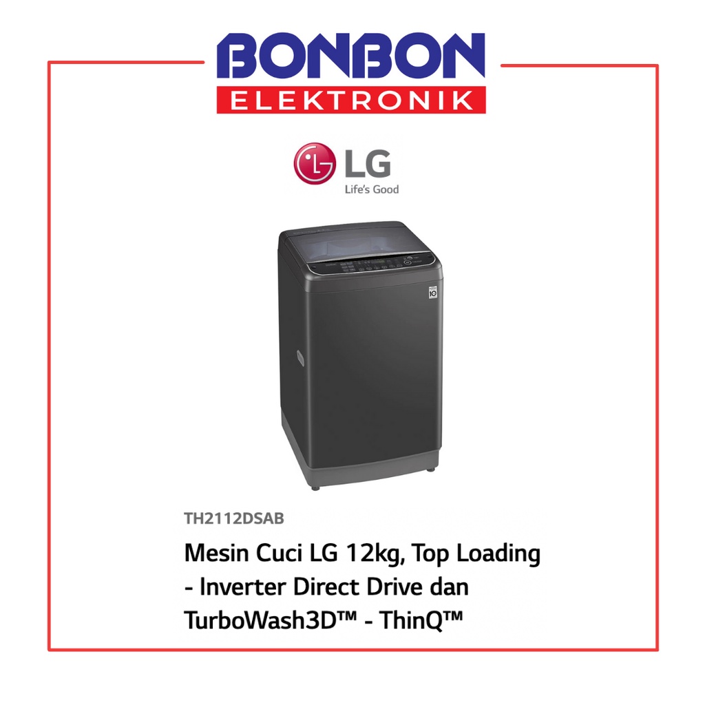 LG Mesin Cuci 1 Tabung 12KG TH2112DSAB / TH 2112 DSAB INVERTER