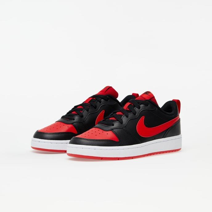 NIKE COURT BOROUGH LOW 2 (GS) - BLACK/UNIVERSITY RED/WHITE Termurah