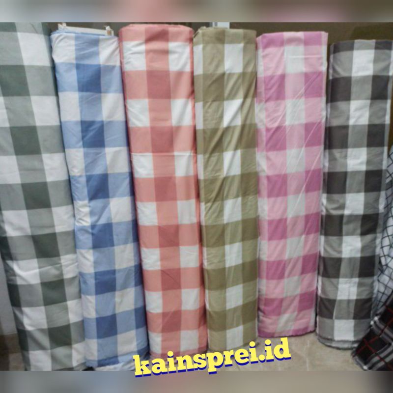 BAHAN KAIN SPREI POLOS KATUN DISPERSE AESTHETIC MICROTEX CVC / MOTIF EMILY / KOTAK / CELE / YARN DYE / PLAID