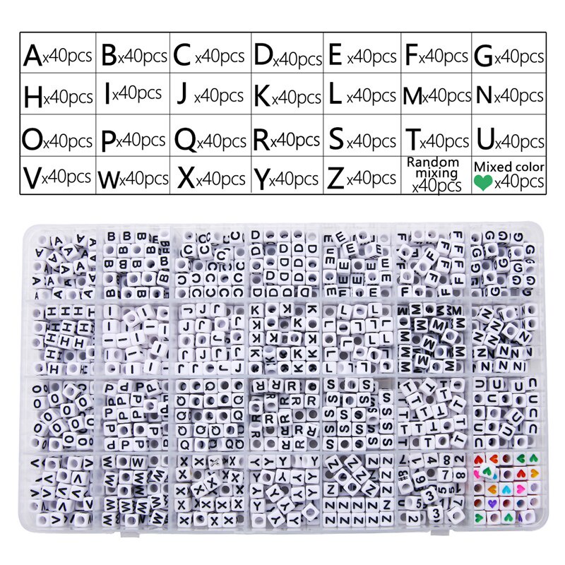 1120/1400 Pcs 6X6 Mm Square &amp; 7Mm Datar Bulat Bahasa Inggris Huruf Alfabet Manik-manik Kit Kotak Set untuk Gelang Kalung DIY Perhiasan Aksesori