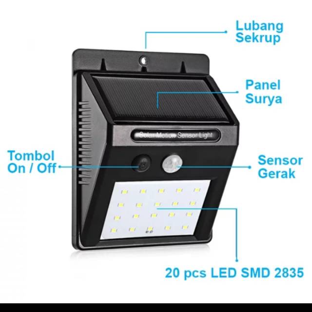 LAMPU TEMPEL TENAGA SURYA LAMPU OUTDOOR LAMPU SENSOR TENAGA MATAHARI