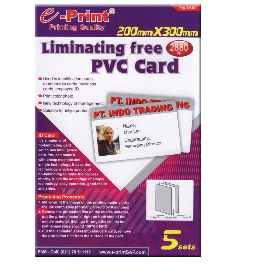 

Terjangkau - Kertas PVC Card Free Laminate 20x30cm u/ID card ,.