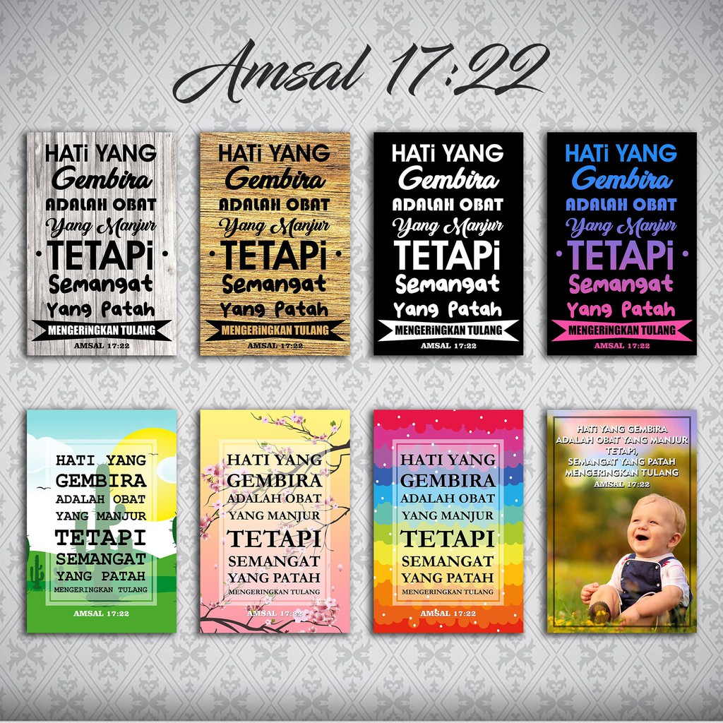 hiasan dinding nasrani poster kutipan ayat amsal 17:22 walldecor kristen katolik