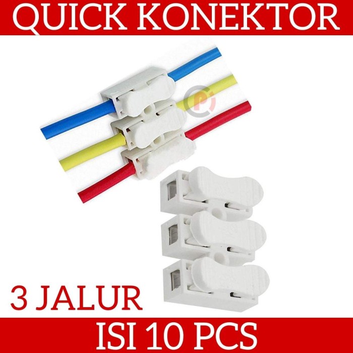 Isi 10 Pcs Terminal Sambungan Kabel Quick Wire Connect 3 Jalur Kabel