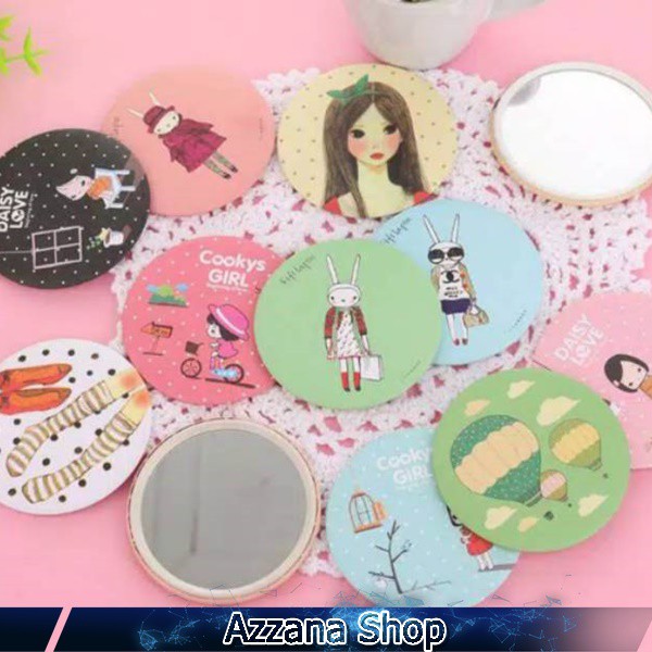 CERMIN RIAS / CERMIN BULAT MINI / CERMIN BULAT LUCU /CERMIN KARAKTER LUCU