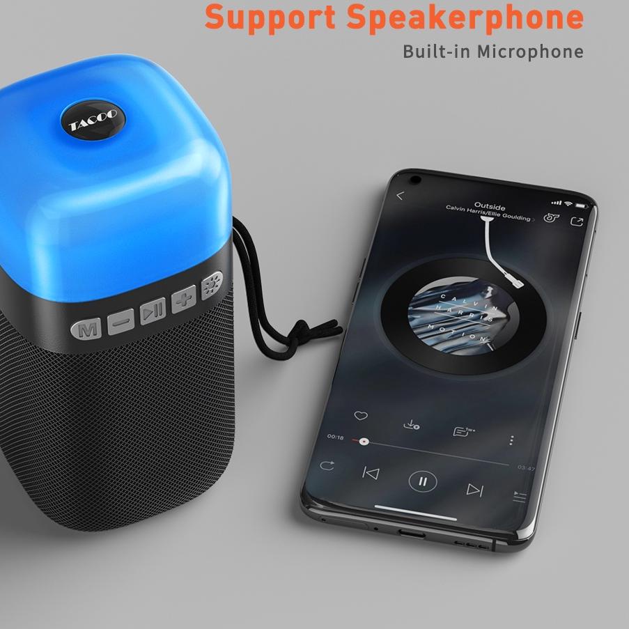 Terbaru.. TACOO Bluetooth speaker subwoofer volume tinggi lampu bercahaya warna-warni 3D stereo surr