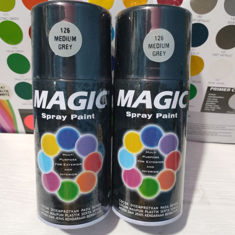 Magic Spray Paint Pilox Pilok Magic Medium Grey Abu Muda 126 300cc Cat Semprot Serbaguna Magic Ukuran Besar 300 cc