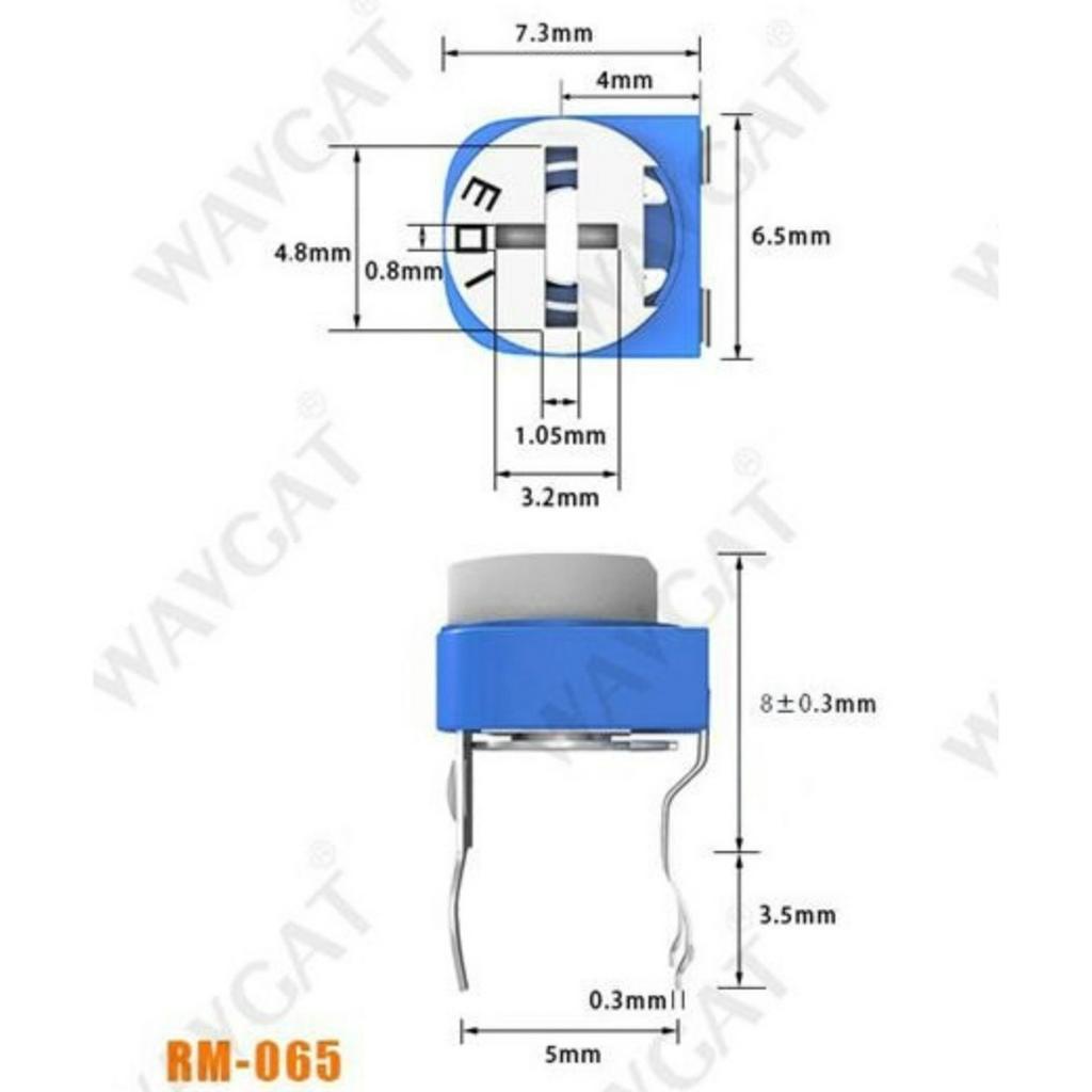 TRIMPOT TRIMMER VERTICAL VARIABLE RESISTOR VR RM-065 201 200R 501 500R 102 1K 202 2K 222 2K2 472 4K7 502 5K 103 10K 203 20K 223 22K 503 50K 104 100K 205 2M OHM Ω