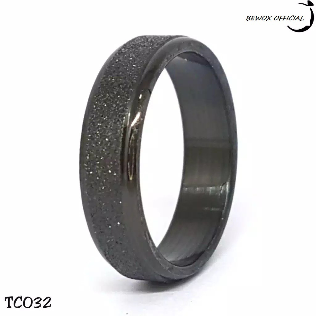 PROMO COD!!! Cincin pasir polos black mewah dan berkelas Berlapis Stainless Steel