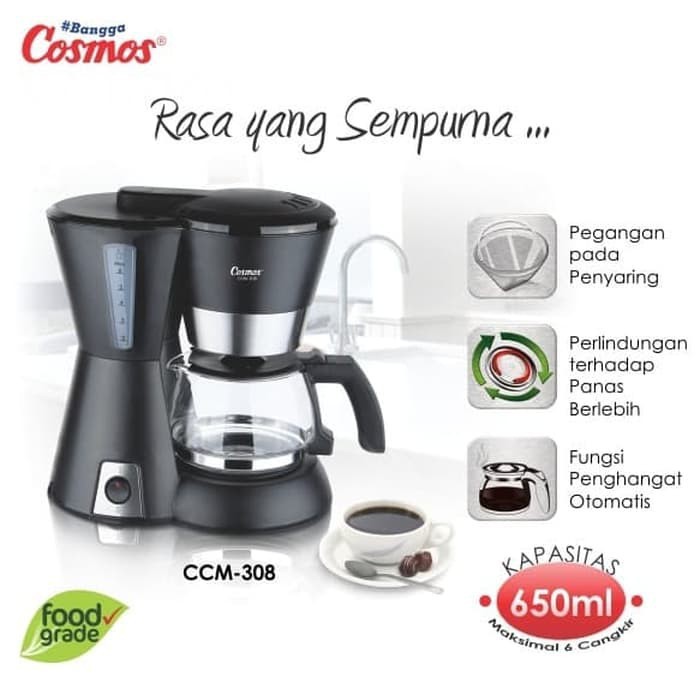 COSMOS Coffee Maker 650 ml / Mesin Pembuat Kopi CCM 308 - Garansi Resmi 1 Tahun