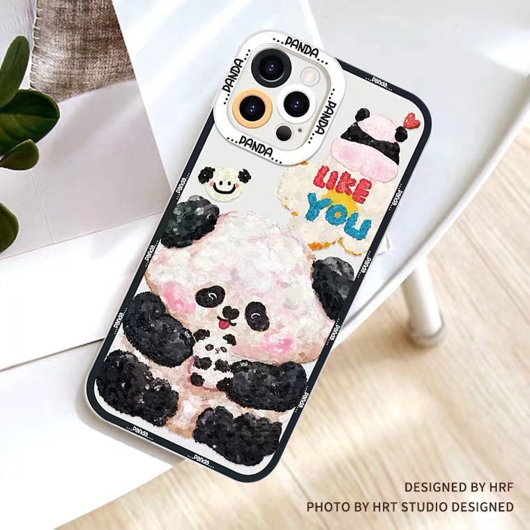 Soft Case TPU Transparan Motif Panda Untuk Iphone 13 Pro Max / 12 / 11 / XS / XR / X / 8 / 7 / 6 Plus Mini SE 2020