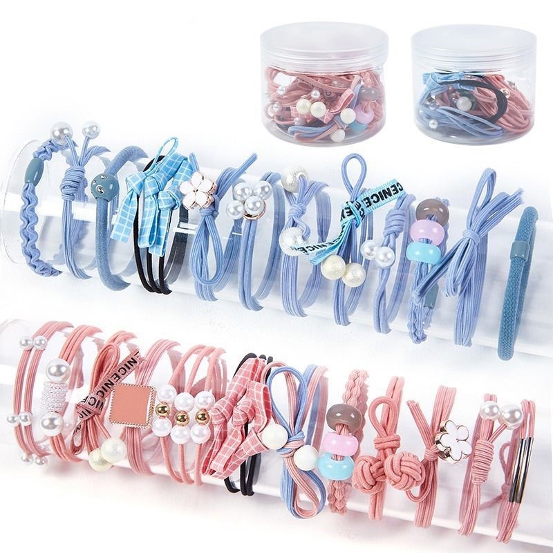 12 Pcs Ikat Rambut Karet Bunga Aksesoris Rambut Wanita Anak Korean Style