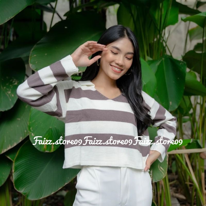 SWEATER RAJUT CROP TATTA BLASTER KERAH PREMIUM/SWEATER RAJUT WANITA STORE09 MURAH