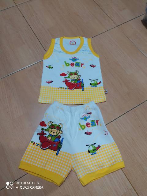 Stelan singlet kutung anak bahan kaos Adem 6 - 12 bulan