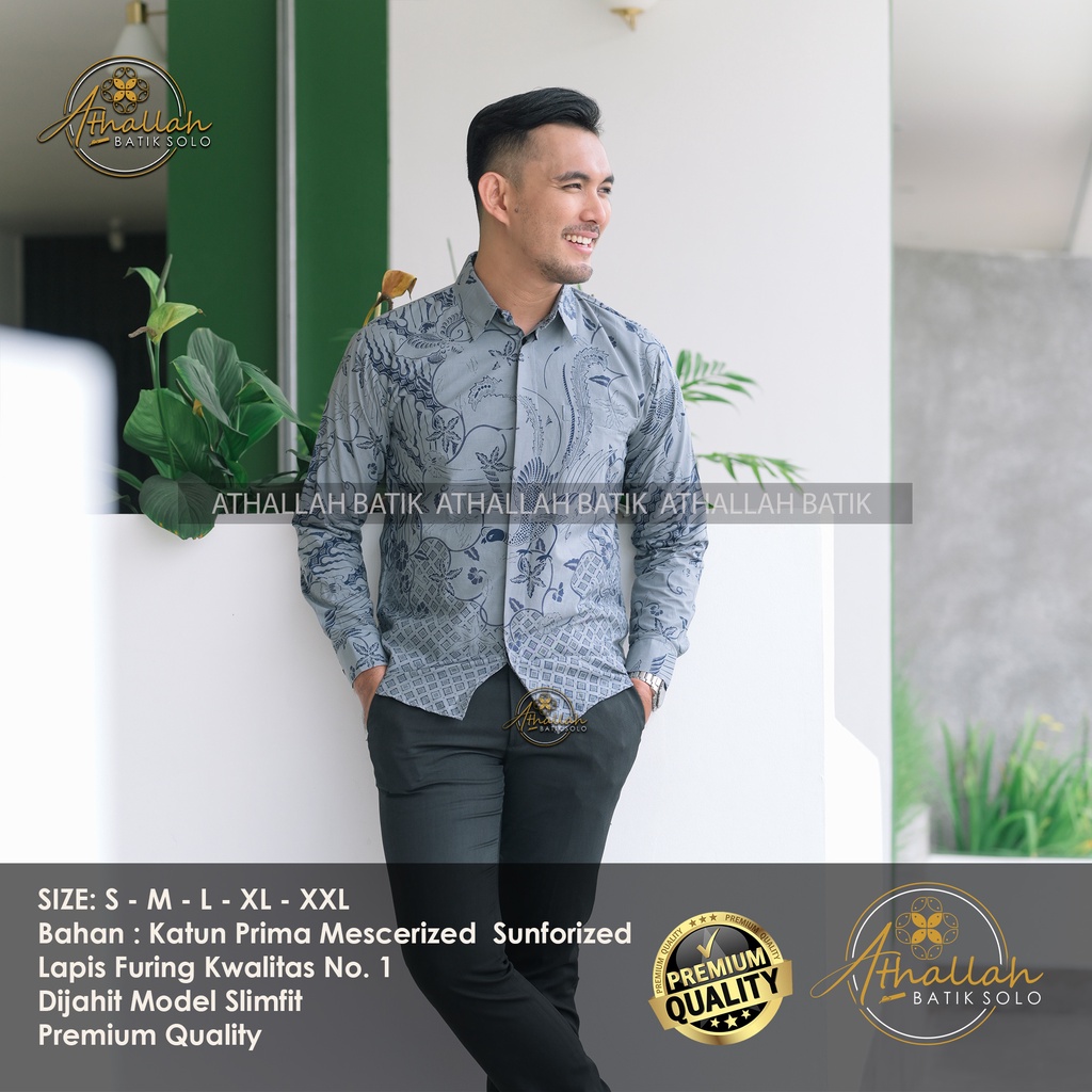 Athallah Fashion Batik-Kemeja Batik Pria Solo Terbaru Kemeja Batik Premium Kemeja Batik Pria Lengan 