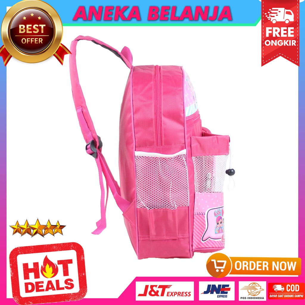 TAS ANAK RESLETING ATAS MOTIF LOL PINK RANSEL SEKOLAH ANAK KARAKTER MURAH MULTIFUNGSI BERKUALITAS