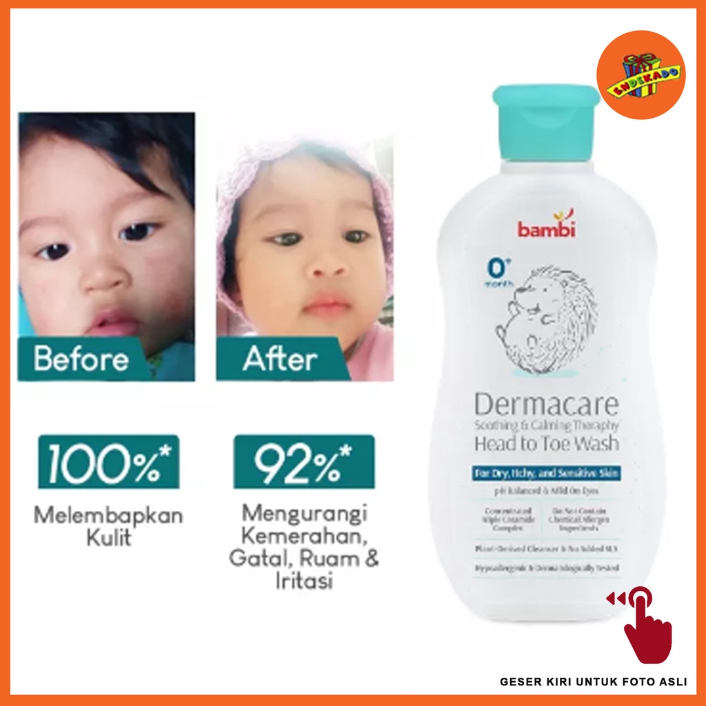 MAKASSAR! BAMBI BABY DERMACARE HEAD TO TOE WASH 200ML - Sabun &amp; Sampo