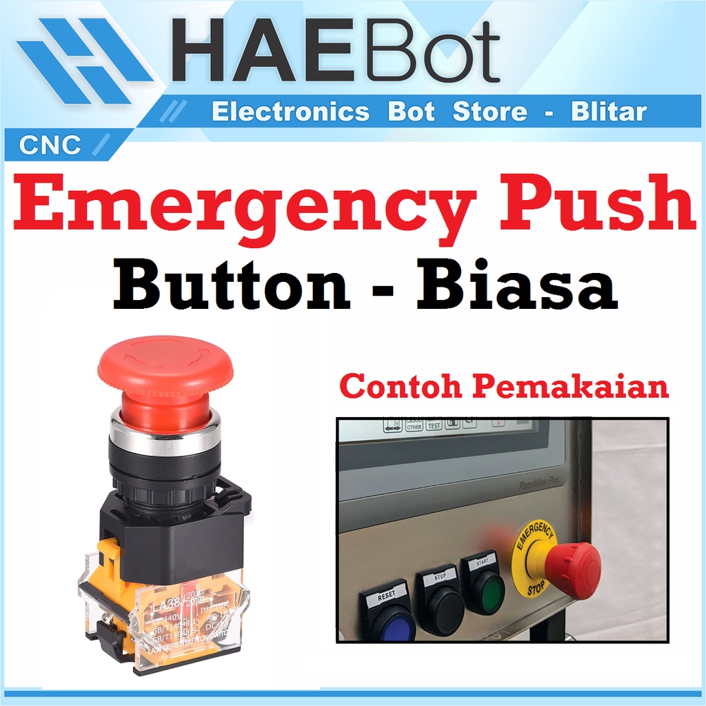 [HAEBOT] EMERGENCY PUSH BUTTON EA38 AC 660V 10A TOMBOL GAWAT DARURAT OFF STOP