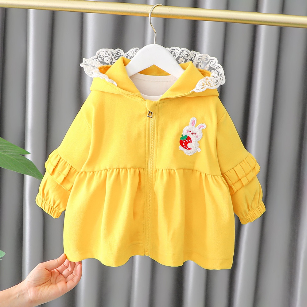 NEW Jaket anak motif telinga kelinci dengan renda putih