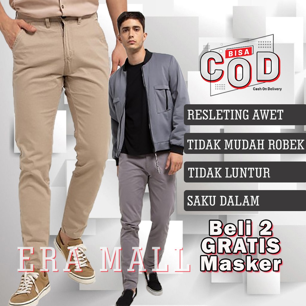 Celana Panjang Pria Chino Dewasa Chinos Cowok Slimfit Distro Premium Bahan Melar