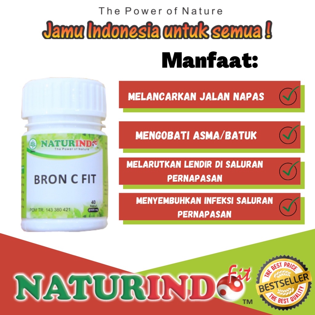 Obat Asma Bengek Sesak Napas Penyempitan Jalan Napas Pelega Pernapasan Spesial Paru Paru Memperlancar Pernapasan Herbal Bpom Bron C Fit Naturindo Fit-1