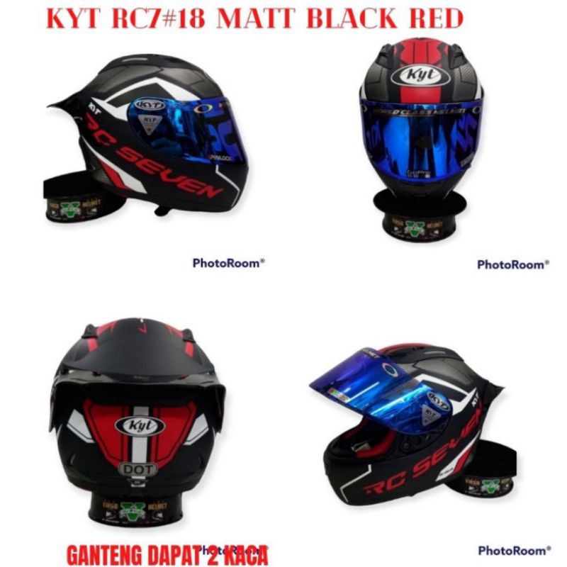 KYT HELM RC7#18 MATT BLACK RED PAKET GANTENG SNI DOT TERMURAH