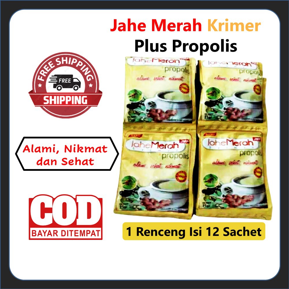 

Jahe Merah Krimer Plus Propolis 1 Renceng isi 12 Sachet