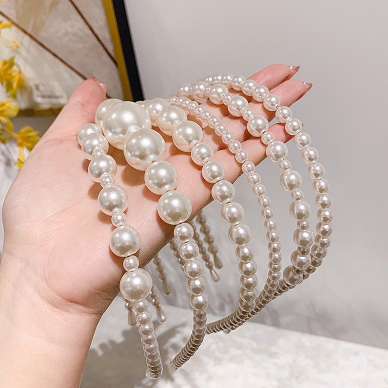 ISANUR97 | Korean Retro Pearl Bando Gaya Korea Headband Simple Elegant Party HairBand Hair Accessories Headdress Bandana Pearl Bando Mutiara