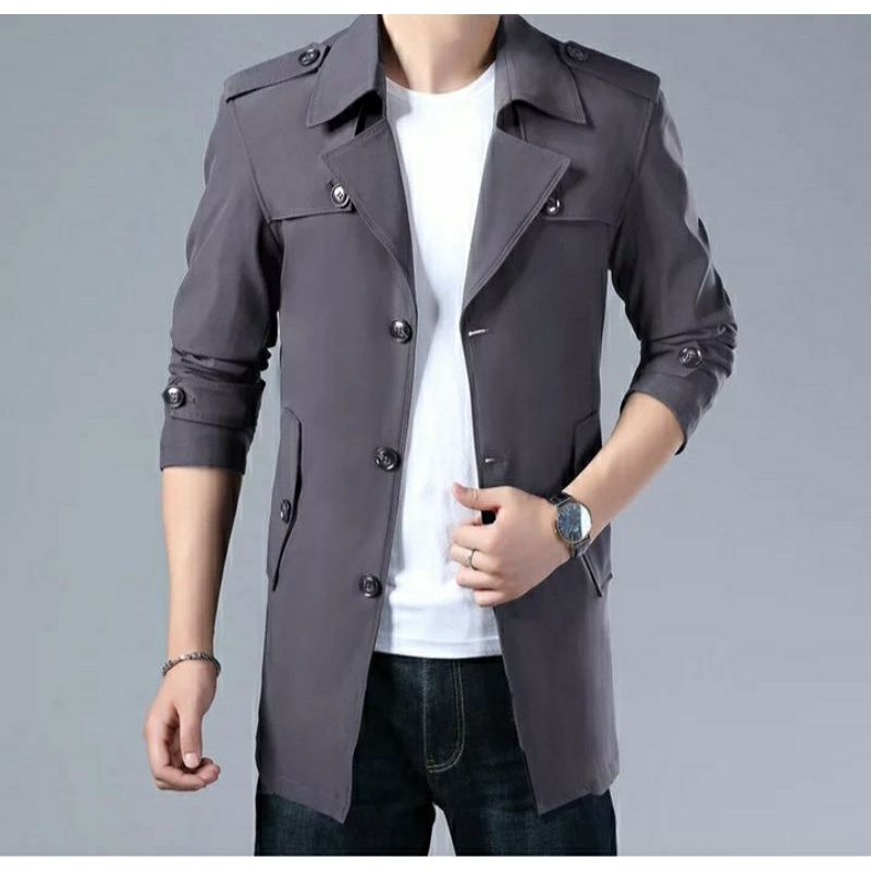 PREMIUM Jas blazer jubah pria panjang pria/long coat pria/katun dril jaket jubah pria