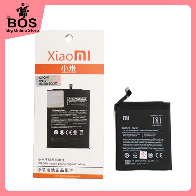 BOS - Baterai Xiaomi Redmi 5 / BN35 / 3200-3300mAh Xiao Mi BN 35 | Battery Batre HP