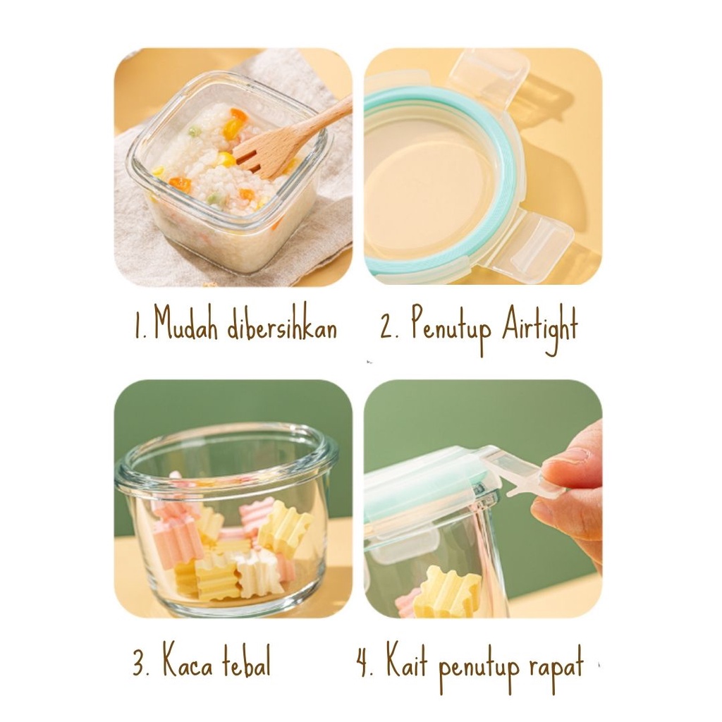 𝐆𝐨𝐨𝐝𝐬𝐂𝐨 Tempat Mpasi Kaca Wadah Mpasi Kaca Penyimpanan Mpasi Glass Baby Food Container