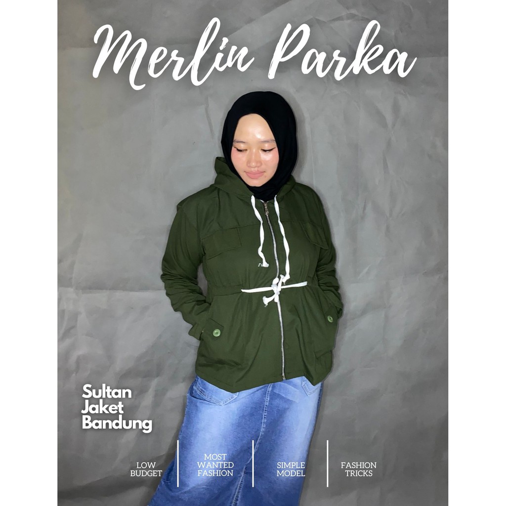 JAKET MERLIN PARKA HOODIE || Jaket Semi Parka cewek