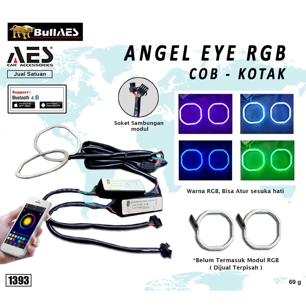 Angel Eye Rgb Cob 80 mm Bulat dan Kotak Merk AES