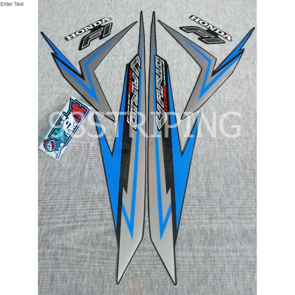 STIKER STRIPING LIS STANDAR ORI HONDA VARIO 125 F1 FI IDLING STOP TECHNO BIRU SILVER TAHUN 2016