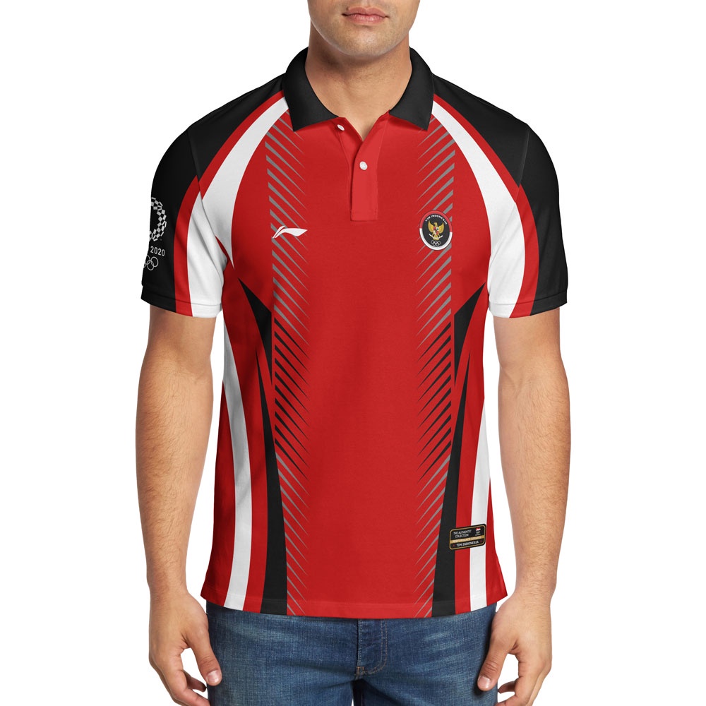 Kaos Baju Pria Badminton Timnas Indonesia Olimpiade Tokyo Jepang Fullprint PoloShirt / Kaos Wangky