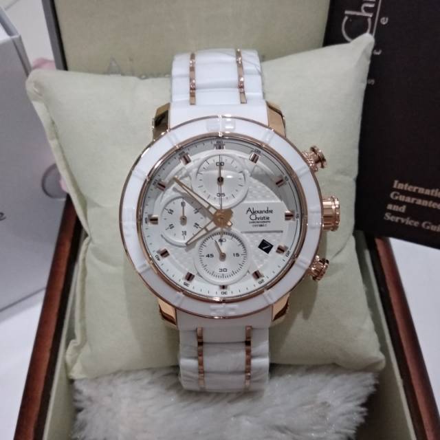 jam tangan pria Alexandre Christie AC 6292 rose hold white